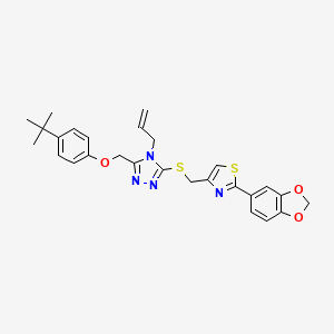 molecular formula C27H28N4O3S2 B4554433 4-allyl-3-({[2-(1,3-benzodioxol-5-yl)-1,3-thiazol-4-yl]methyl}thio)-5-[(4-tert-butylphenoxy)methyl]-4H-1,2,4-triazole 