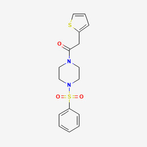 molecular formula C16H18N2O3S2 B4554469 1-[4-(PHENYLSULFONYL)PIPERAZINO]-2-(2-THIENYL)-1-ETHANONE 