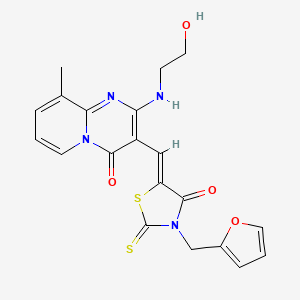 molecular formula C20H18N4O4S2 B4554505 3-{(Z)-[3-(furan-2-ylmethyl)-4-oxo-2-thioxo-1,3-thiazolidin-5-ylidene]methyl}-2-[(2-hydroxyethyl)amino]-9-methyl-4H-pyrido[1,2-a]pyrimidin-4-one 