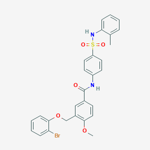 molecular formula C28H25BrN2O5S B455455 3-[(2-bromophenoxy)methyl]-4-methoxy-N-[4-(2-toluidinosulfonyl)phenyl]benzamide 