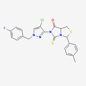 molecular formula C22H18ClFN4OS2 B4554550 6-[4-chloro-1-(4-fluorobenzyl)-1H-pyrazol-3-yl]-3-(4-methylphenyl)-5-thioxotetrahydro-7H-imidazo[1,5-c][1,3]thiazol-7-one 