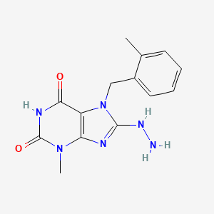 molecular formula C14H16N6O2 B4554554 8-Hydrazinyl-3-methyl-7-[(2-methylphenyl)methyl]purine-2,6-dione 