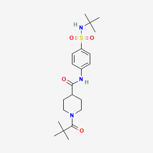 molecular formula C21H33N3O4S B4554571 N-[4-(tert-butylsulfamoyl)phenyl]-1-(2,2-dimethylpropanoyl)piperidine-4-carboxamide 