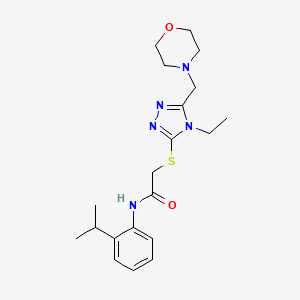 molecular formula C20H29N5O2S B4554619 2-{[4-ethyl-5-(4-morpholinylmethyl)-4H-1,2,4-triazol-3-yl]thio}-N-(2-isopropylphenyl)acetamide 