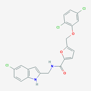 molecular formula C21H15Cl3N2O3 B455467 N-[(5-chloro-1H-indol-2-yl)methyl]-5-[(2,5-dichlorophenoxy)methyl]furan-2-carboxamide 