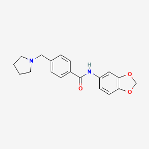 molecular formula C19H20N2O3 B4554676 N-1,3-benzodioxol-5-yl-4-(1-pyrrolidinylmethyl)benzamide 