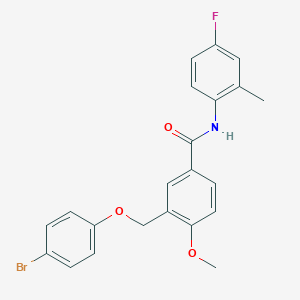 molecular formula C22H19BrFNO3 B455471 3-[(4-bromophenoxy)methyl]-N-(4-fluoro-2-methylphenyl)-4-methoxybenzamide 