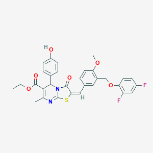 molecular formula C31H26F2N2O6S B455474 ethyl 2-{3-[(2,4-difluorophenoxy)methyl]-4-methoxybenzylidene}-5-(4-hydroxyphenyl)-7-methyl-3-oxo-2,3-dihydro-5H-[1,3]thiazolo[3,2-a]pyrimidine-6-carboxylate 
