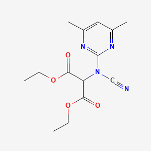 molecular formula C14H18N4O4 B4554740 diethyl [cyano(4,6-dimethyl-2-pyrimidinyl)amino]malonate 