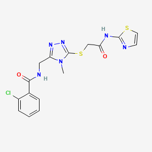 molecular formula C16H15ClN6O2S2 B4554769 2-chloro-N-[(4-methyl-5-{[2-oxo-2-(1,3-thiazol-2-ylamino)ethyl]thio}-4H-1,2,4-triazol-3-yl)methyl]benzamide 