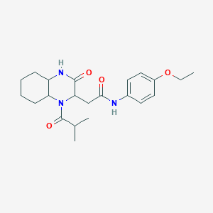 N-(4-ethoxyphenyl)-2-[1-(2-methylpropanoyl)-3-oxodecahydroquinoxalin-2-yl]acetamide