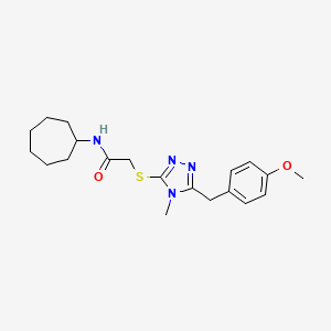 molecular formula C20H28N4O2S B4554795 N-cycloheptyl-2-{[5-(4-methoxybenzyl)-4-methyl-4H-1,2,4-triazol-3-yl]sulfanyl}acetamide 