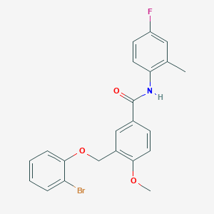 molecular formula C22H19BrFNO3 B455483 3-[(2-bromophenoxy)methyl]-N-(4-fluoro-2-methylphenyl)-4-methoxybenzamide 
