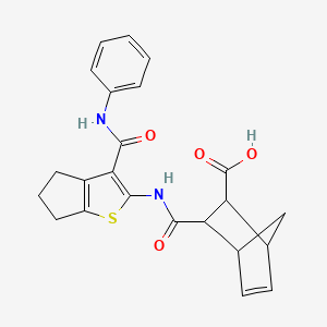 molecular formula C23H22N2O4S B4554831 3-{[3-(phenylcarbamoyl)-5,6-dihydro-4H-cyclopenta[b]thiophen-2-yl]carbamoyl}bicyclo[2.2.1]hept-5-ene-2-carboxylic acid 