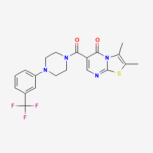 molecular formula C20H19F3N4O2S B4554862 2,3-dimethyl-6-({4-[3-(trifluoromethyl)phenyl]-1-piperazinyl}carbonyl)-5H-[1,3]thiazolo[3,2-a]pyrimidin-5-one 