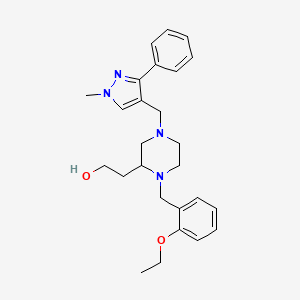 2-{1-(2-ethoxybenzyl)-4-[(1-methyl-3-phenyl-1H-pyrazol-4-yl)methyl]-2-piperazinyl}ethanol