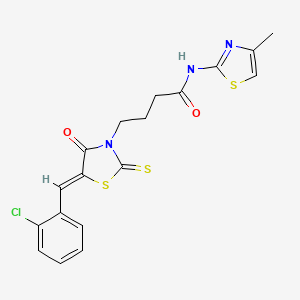 molecular formula C18H16ClN3O2S3 B4554938 4-[5-(2-chlorobenzylidene)-4-oxo-2-thioxo-1,3-thiazolidin-3-yl]-N-(4-methyl-1,3-thiazol-2-yl)butanamide 