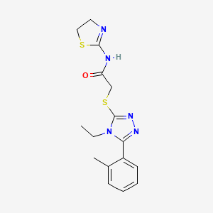 molecular formula C16H19N5OS2 B4554963 N-(4,5-dihydro-1,3-thiazol-2-yl)-2-{[4-ethyl-5-(2-methylphenyl)-4H-1,2,4-triazol-3-yl]sulfanyl}acetamide 