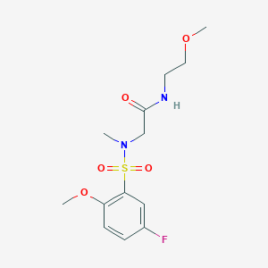 molecular formula C13H19FN2O5S B4554985 N-(2-METHOXYETHYL)-2-(N-METHYL5-FLUORO-2-METHOXYBENZENESULFONAMIDO)ACETAMIDE 