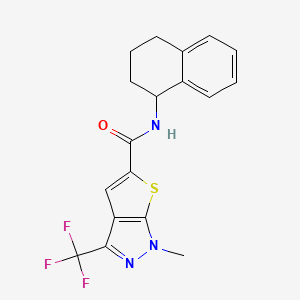 molecular formula C18H16F3N3OS B4554999 1-methyl-N-(1,2,3,4-tetrahydro-1-naphthalenyl)-3-(trifluoromethyl)-1H-thieno[2,3-c]pyrazole-5-carboxamide 