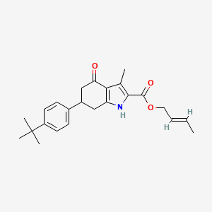 (2E)-but-2-en-1-yl 6-(4-tert-butylphenyl)-3-methyl-4-oxo-4,5,6,7-tetrahydro-1H-indole-2-carboxylate