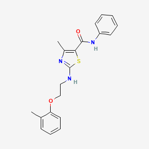 molecular formula C20H21N3O2S B4555051 4-methyl-2-{[2-(2-methylphenoxy)ethyl]amino}-N-phenyl-1,3-thiazole-5-carboxamide 