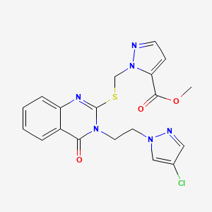 METHYL 1-[({3-[2-(4-CHLORO-1H-PYRAZOL-1-YL)ETHYL]-4-OXO-3,4-DIHYDRO-2-QUINAZOLINYL}SULFANYL)METHYL]-1H-PYRAZOLE-5-CARBOXYLATE