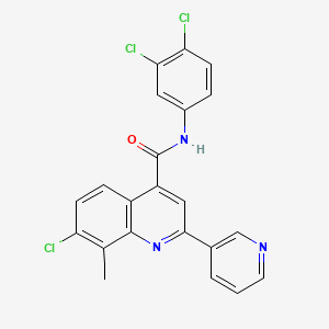 7-chloro-N-(3,4-dichlorophenyl)-8-methyl-2-(3-pyridinyl)-4-quinolinecarboxamide