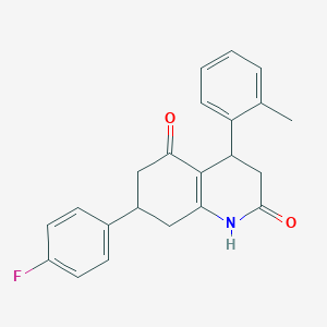 molecular formula C22H20FNO2 B4555196 7-(4-fluorophenyl)-4-(2-methylphenyl)-4,6,7,8-tetrahydroquinoline-2,5(1H,3H)-dione 