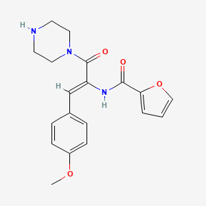 N-[(Z)-1-(4-methoxyphenyl)-3-oxo-3-piperazin-1-ylprop-1-en-2-yl]furan-2-carboxamide