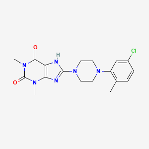 molecular formula C18H21ClN6O2 B4555210 8-[4-(5-chloro-2-methylphenyl)piperazin-1-yl]-1,3-dimethyl-3,7-dihydro-1H-purine-2,6-dione 