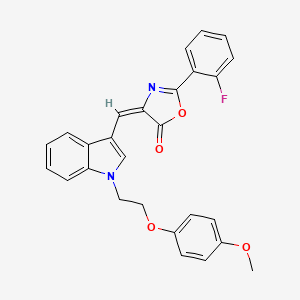 molecular formula C27H21FN2O4 B4555216 (4E)-2-(2-fluorophenyl)-4-[[1-[2-(4-methoxyphenoxy)ethyl]indol-3-yl]methylidene]-1,3-oxazol-5-one 