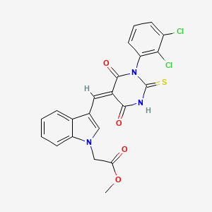 molecular formula C22H15Cl2N3O4S B4555281 methyl (3-{(E)-[1-(2,3-dichlorophenyl)-4,6-dioxo-2-thioxotetrahydropyrimidin-5(2H)-ylidene]methyl}-1H-indol-1-yl)acetate 