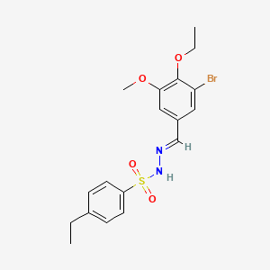 molecular formula C18H21BrN2O4S B4555289 N'-(3-bromo-4-ethoxy-5-methoxybenzylidene)-4-ethylbenzenesulfonohydrazide 