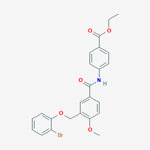 molecular formula C24H22BrNO5 B455532 Ethyl 4-({3-[(2-bromophenoxy)methyl]-4-methoxybenzoyl}amino)benzoate 