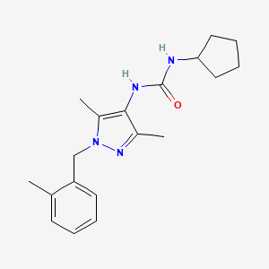 molecular formula C19H26N4O B4555323 N-cyclopentyl-N'-[3,5-dimethyl-1-(2-methylbenzyl)-1H-pyrazol-4-yl]urea 