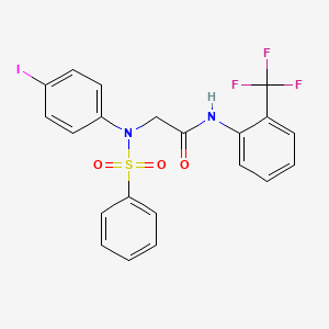 molecular formula C21H16F3IN2O3S B4555326 N~2~-(4-iodophenyl)-N~2~-(phenylsulfonyl)-N-[2-(trifluoromethyl)phenyl]glycinamide 