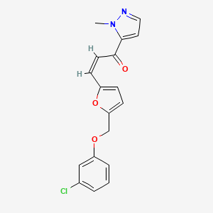 molecular formula C18H15ClN2O3 B4555332 (Z)-3-{5-[(3-CHLOROPHENOXY)METHYL]-2-FURYL}-1-(1-METHYL-1H-PYRAZOL-5-YL)-2-PROPEN-1-ONE 