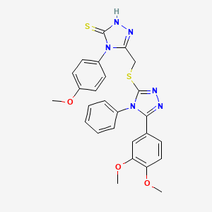 molecular formula C26H24N6O3S2 B4555338 5-({[5-(3,4-dimethoxyphenyl)-4-phenyl-4H-1,2,4-triazol-3-yl]thio}methyl)-4-(4-methoxyphenyl)-4H-1,2,4-triazole-3-thiol 