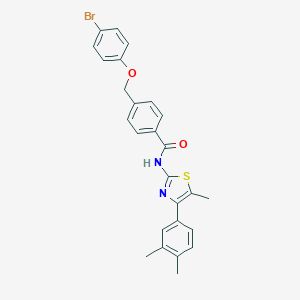 molecular formula C26H23BrN2O2S B455534 4-[(4-bromophenoxy)methyl]-N-[4-(3,4-dimethylphenyl)-5-methyl-1,3-thiazol-2-yl]benzamide 