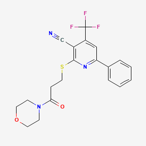 molecular formula C20H18F3N3O2S B4555387 2-(3-Morpholin-4-yl-3-oxopropyl)sulfanyl-6-phenyl-4-(trifluoromethyl)pyridine-3-carbonitrile 