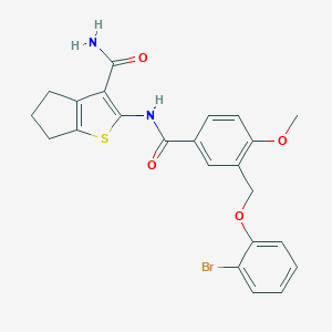 molecular formula C23H21BrN2O4S B455540 2-({3-[(2-bromophenoxy)methyl]-4-methoxybenzoyl}amino)-5,6-dihydro-4H-cyclopenta[b]thiophene-3-carboxamide 