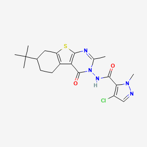 molecular formula C20H24ClN5O2S B4555413 N-[7-(TERT-BUTYL)-2-METHYL-4-OXO-5,6,7,8-TETRAHYDRO[1]BENZOTHIENO[2,3-D]PYRIMIDIN-3(4H)-YL]-4-CHLORO-1-METHYL-1H-PYRAZOLE-5-CARBOXAMIDE 