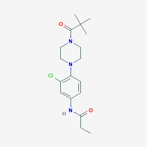 molecular formula C18H26ClN3O2 B4555418 N-{3-chloro-4-[4-(2,2-dimethylpropanoyl)-1-piperazinyl]phenyl}propanamide 