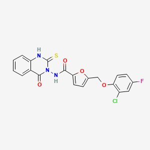 5-[(2-CHLORO-4-FLUOROPHENOXY)METHYL]-N-[4-OXO-2-SULFANYL-3(4H)-QUINAZOLINYL]-2-FURAMIDE