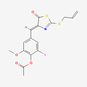 molecular formula C16H14INO4S2 B4555470 4-{[2-(allylthio)-5-oxo-1,3-thiazol-4(5H)-ylidene]methyl}-2-iodo-6-methoxyphenyl acetate 