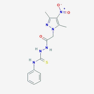 molecular formula C14H16N6O3S B455552 2-({4-nitro-3,5-dimethyl-1H-pyrazol-1-yl}acetyl)-N-phenylhydrazinecarbothioamide 