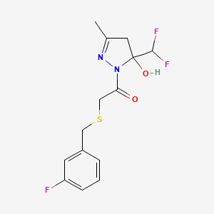 1-[5-(DIFLUOROMETHYL)-5-HYDROXY-3-METHYL-4,5-DIHYDRO-1H-PYRAZOL-1-YL]-2-[(3-FLUOROBENZYL)SULFANYL]-1-ETHANONE