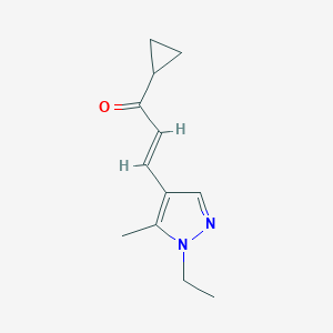 molecular formula C12H16N2O B455553 1-cyclopropyl-3-(1-ethyl-5-methyl-1H-pyrazol-4-yl)-2-propen-1-one 