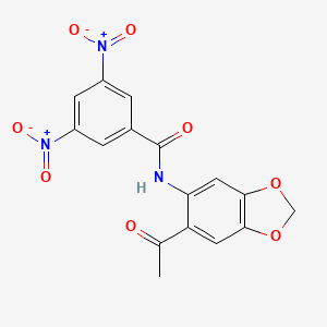 molecular formula C16H11N3O8 B4555578 N-(6-acetyl-1,3-benzodioxol-5-yl)-3,5-dinitrobenzamide 